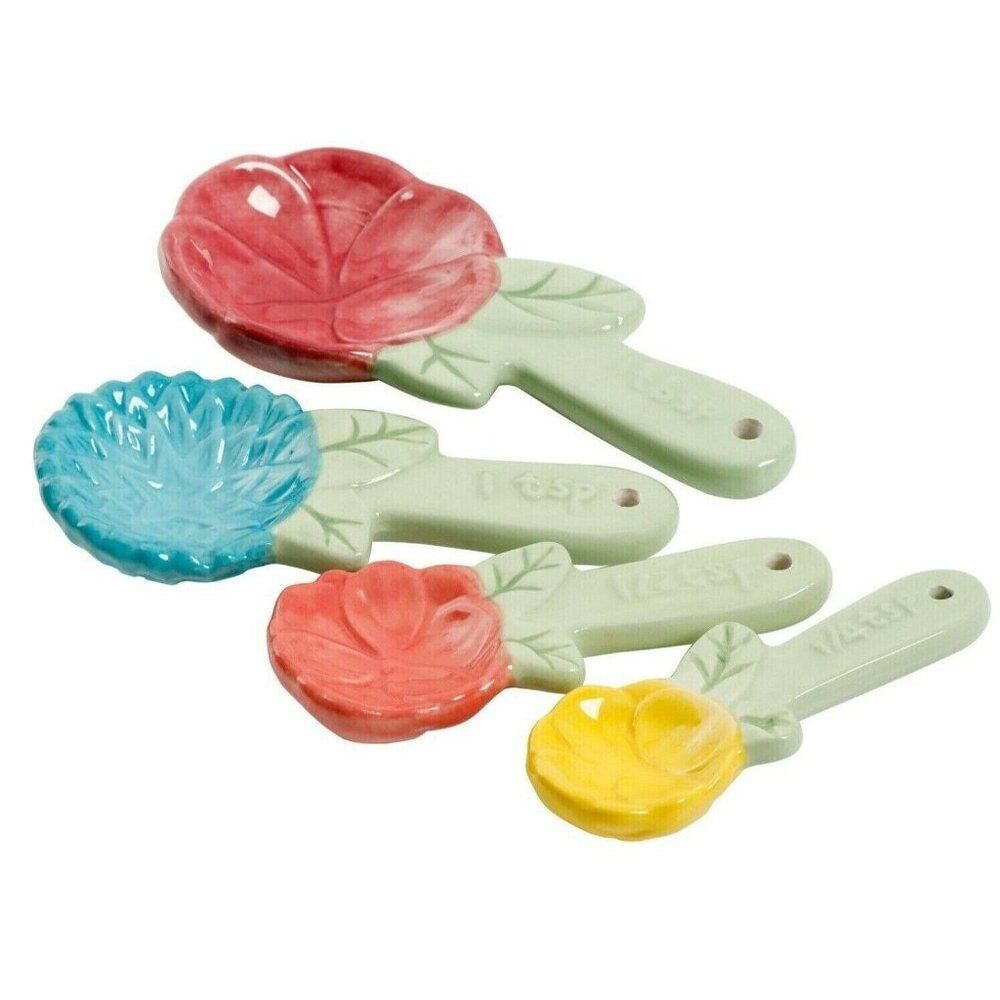 Pioneer Woman Floral Timeless Beauty Measuring Spoons Kitchen 4-pc Stoneware